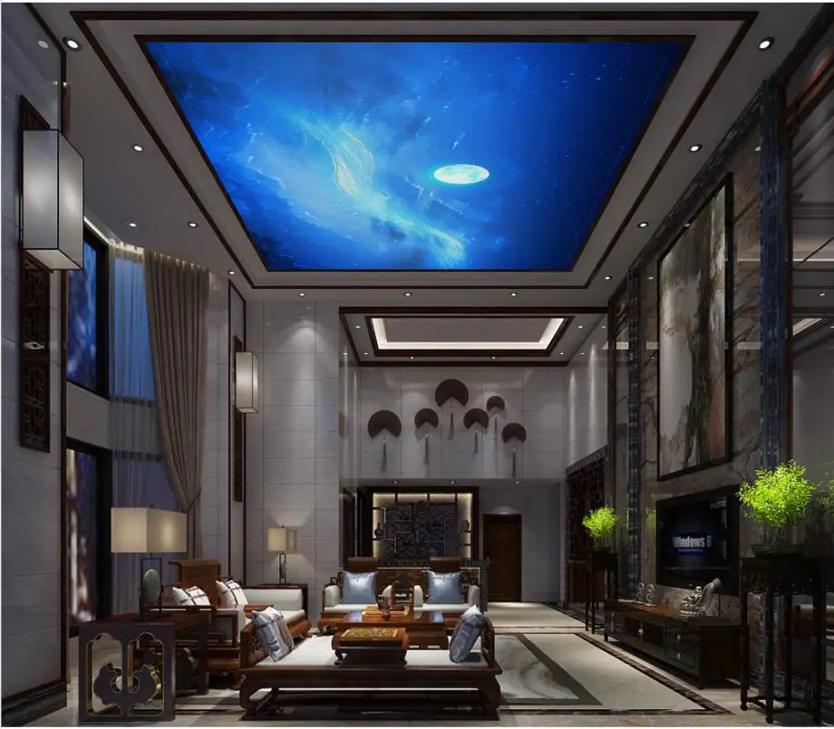 Ceiling Wall Painting Living Room Bedroom Wallpaper Home Decor Sky moon ceiling blue ceilings