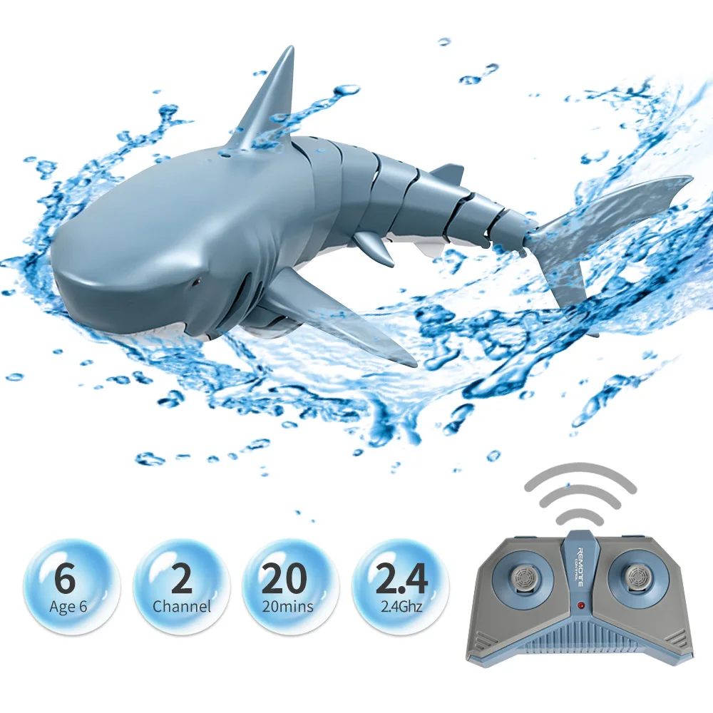 RC Shark Spray Water Electric Whale Kids Toy Remote Control Dolphin Animal Bath Tub Pool Simulation Submarine Fish Swimming Game