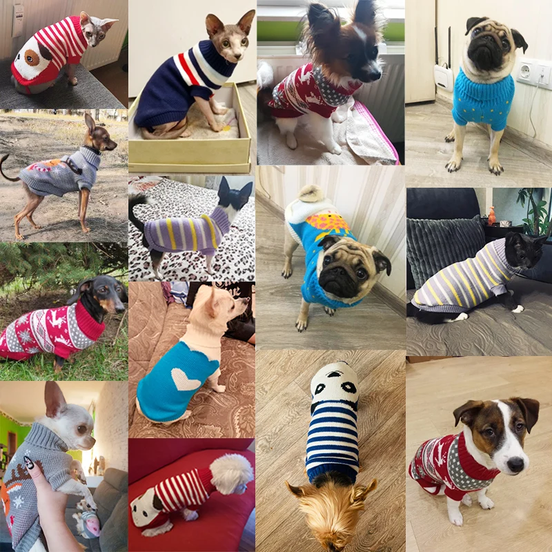 Christmas Dog Clothes for Small Medium Dogs Knitted Cat Sweater Pet Clothing for Chihuahua Bulldogs Puppy Pet Costume Warm Coat