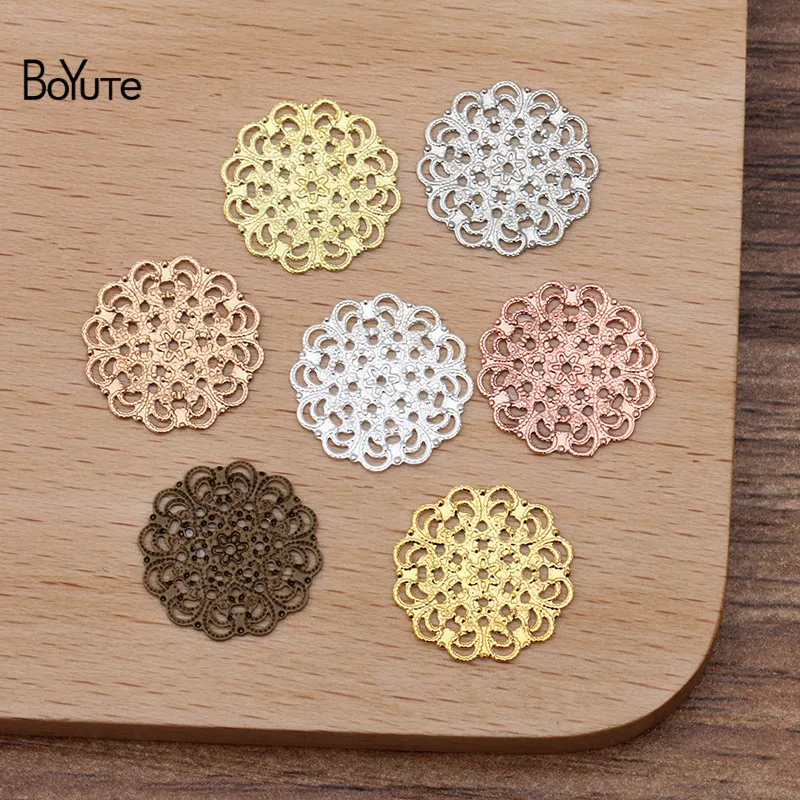 BoYuTe (200 Pieces/Lot) 15MM European Filigree Flower Findings Wholesale Brass Material DIY Jewelry Accessories