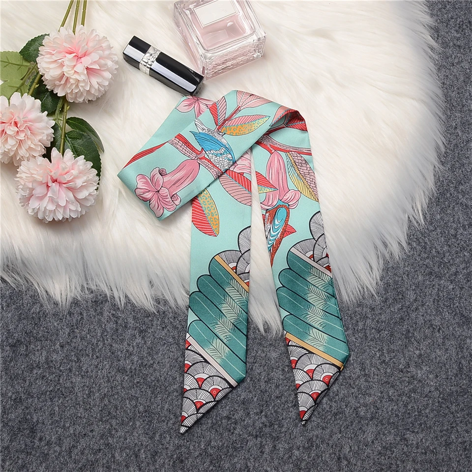 Luxury Feather Real 100% Silk Scarf Summer Natural Mulberry Silk Design Brand Women Scarf Foulard Hair & Bag Scarves Neckerchief