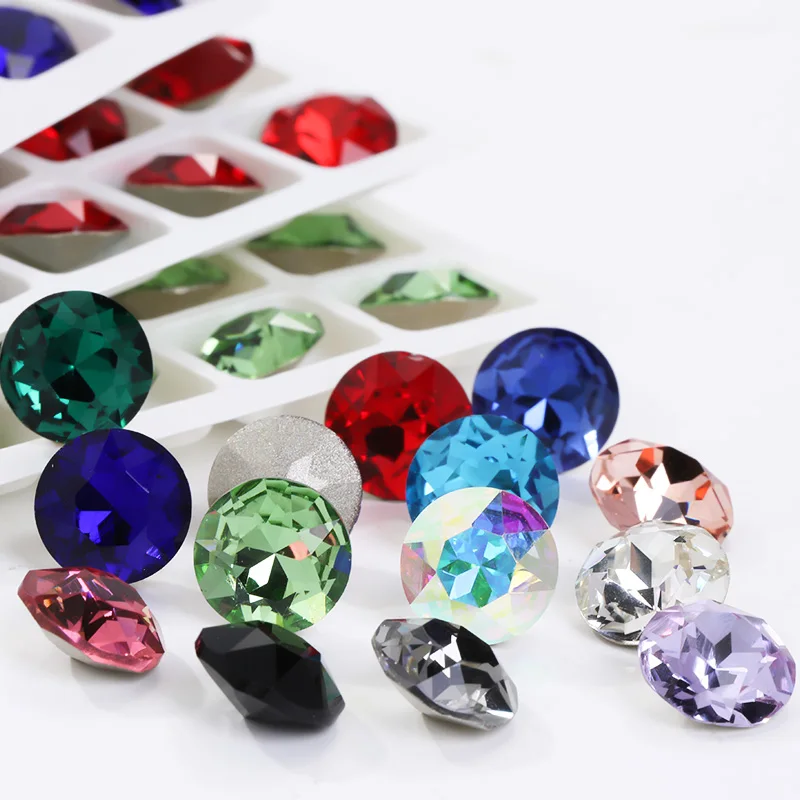 8mm/10mm/12mm 20Pcs Colorful Crystals Strass for Jewelry Making Glue On Beads Nail Art Decoration Rhinestone Gemstone Charms