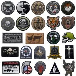 Wolf Tiger Bear Shark Frog Cat Cow Dragon Target Skull Embroidered Patches 3D Embroidery Patch For Clothing Backpack