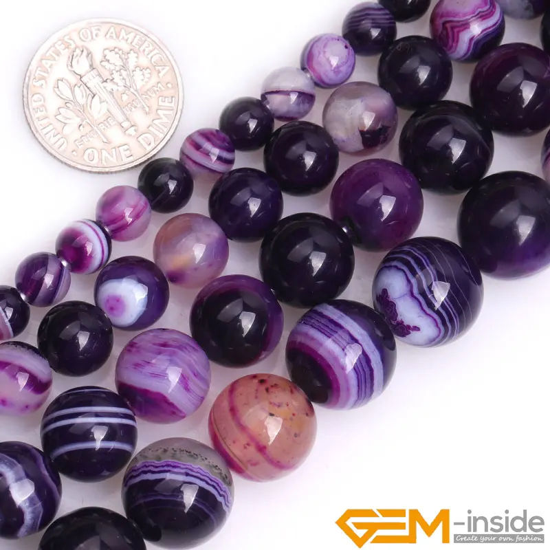 Natural Stone Onyx Banded Stripe Agates Round Loose Beads For Jewelry Making Strand 15 inch 2mm Big Hole Jewelry Bead 6mm 8mm