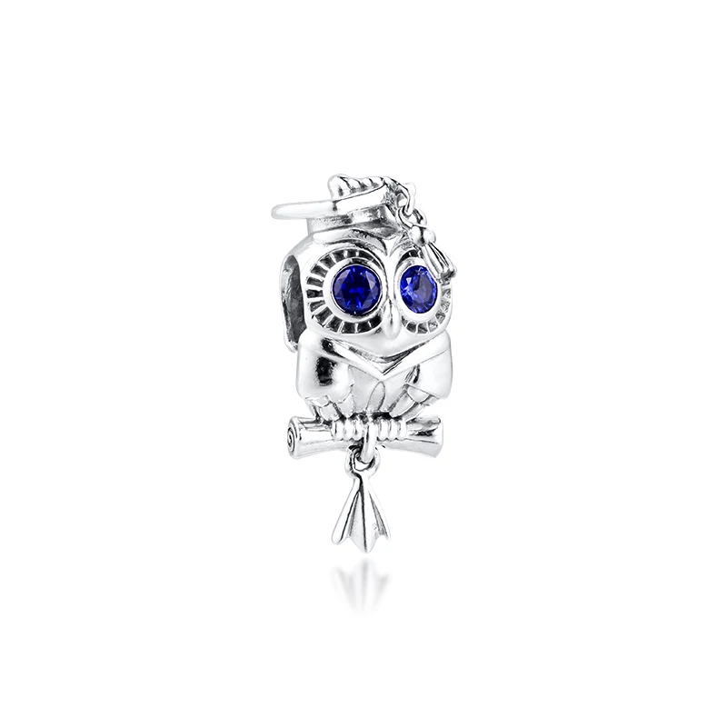 

Silver bead Wise Owl Graduation Charm Fits Original Charms Silver Bracelets For Woman DIY Beads kralen voor sieraden maken