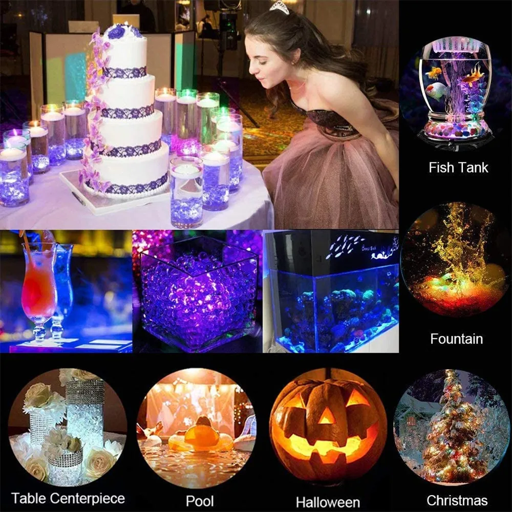 cRemote Control RGB Submersible LED Light Battery Powered LED Underwater Light Swimming Pool Night Lamp Fish Tank Wedding Party