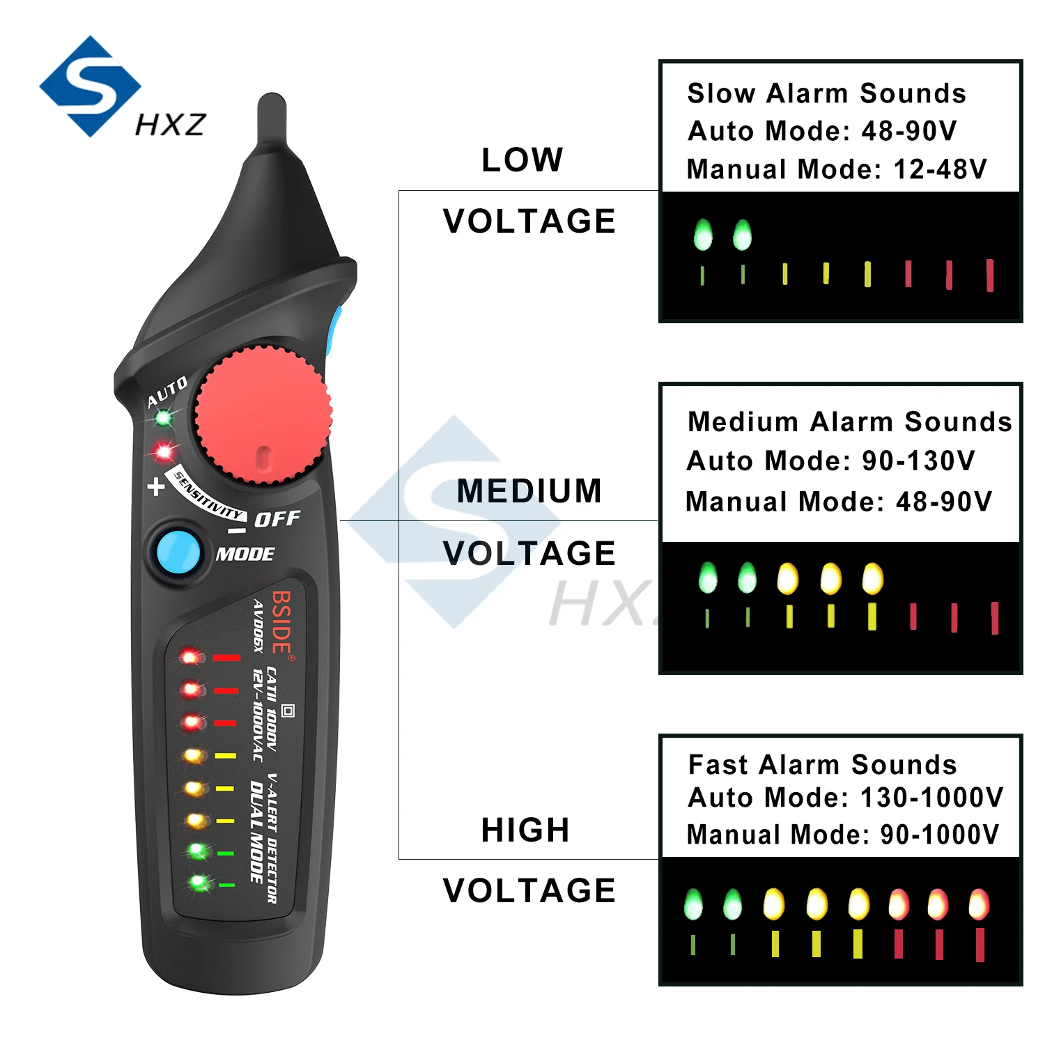 Voltage Detector Indicator Non-Contact BSIDE AVD06 Profession Smart Test Pencil Live/phase Wire Breakpoint NCV Continuity Tester