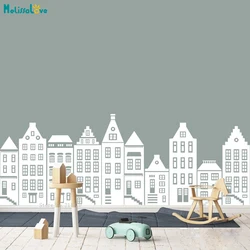 Nursery Houses Wall Stickers Nursery Dutch House Decals Kids Room Decor Girls Boys Gift Removable Murals YT5310