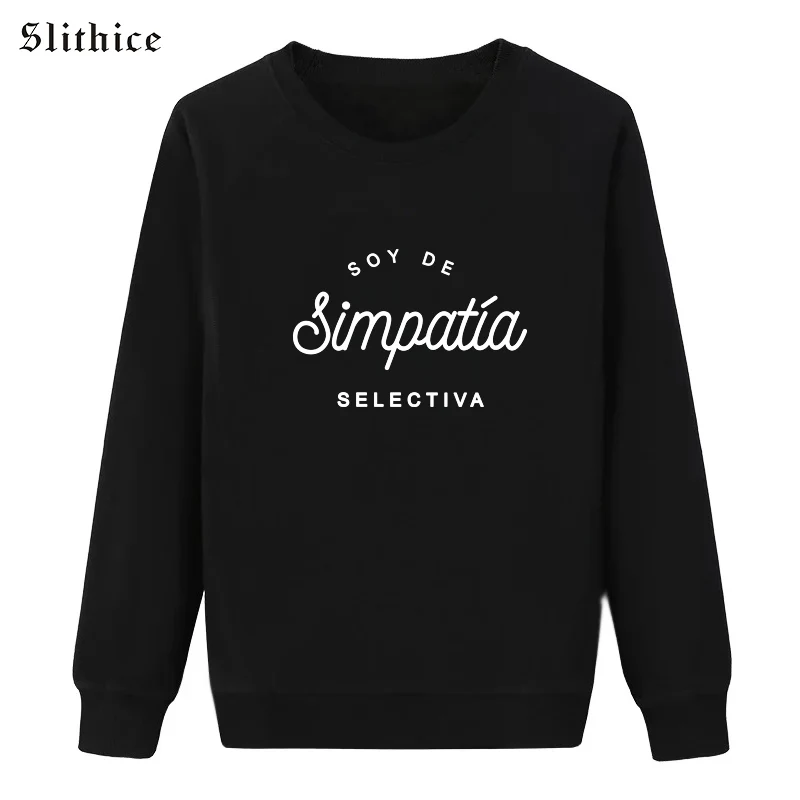 

Slithice Fashion New Spanish Style Women Sweatshirts hoodies Long Sleeve Casual Cotton Ladies pullover tops Black