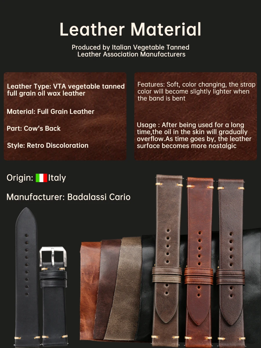 Quick Release Cowhide Watchbands 20mm 22mm Genuine Leather Vintage Wrist Strap Belt For Samsung Galaxy Watch 46mm Bracelet