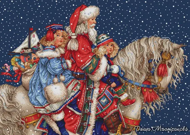 

The Story of Christmas Santa Claus and Children Cross Stitch Kit Packages Counted Cross-Stitching Kits Cross stich Set