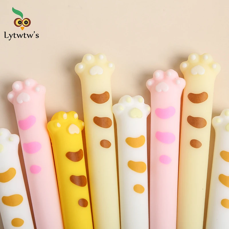 2 Piece Lytwtw\'s Cute Kawaii Cat Paw Silicone Claw Gel Pen School Office Supply Stationery Creative Sweet Pretty Lovely Cartoon