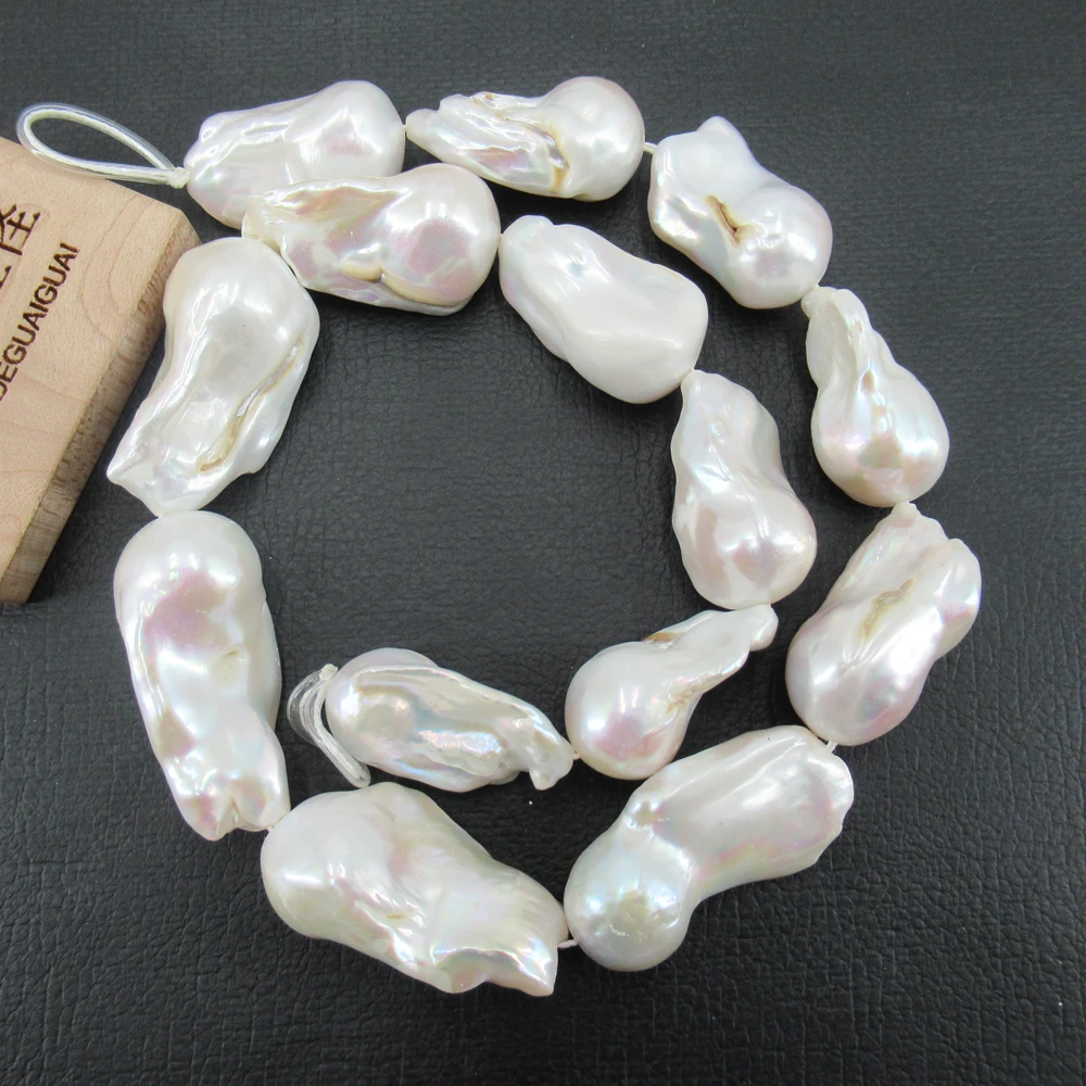 Genuine Big Natural 15x28-17x30mm White Baroque Pearl Loose Beads Women Lady Jewelry DIY