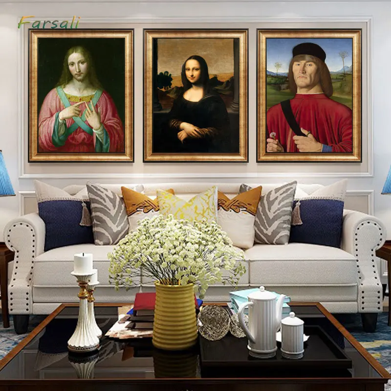 Leonardo Da Vinci Salvator Mundi Classic Canvas Art Print Painting Poster, Wall Pictrues For Living Room Home Decor, No Frame