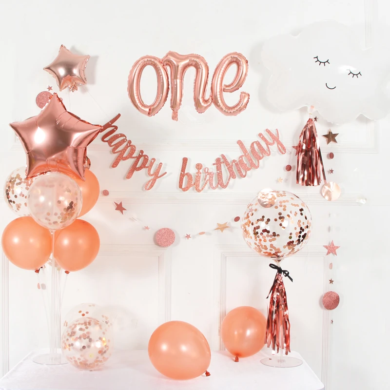 

Набор гирлянд из розового золота, детский душ, 1-й день рождения, юбилейная вечеринка, украшение баннера с овсянкой, первые 1, 2, 3, 4, 5 лет