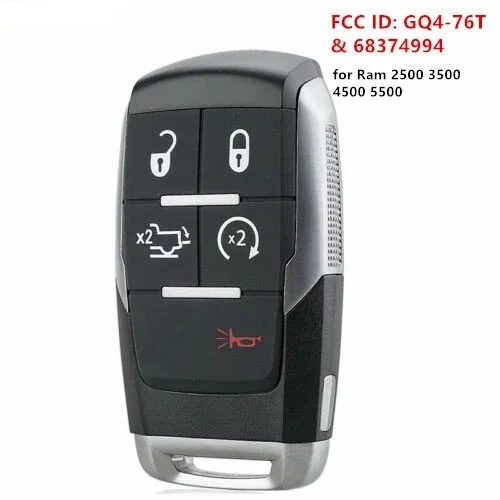 KEYECU-GQ4-76T de 3/4/5 botones para Dodge RAM Pickup HD 2500, 3500, 4500, 5500, 2019, 2020, 2021 MHz, 4A, Chip remoto, 68375456AB