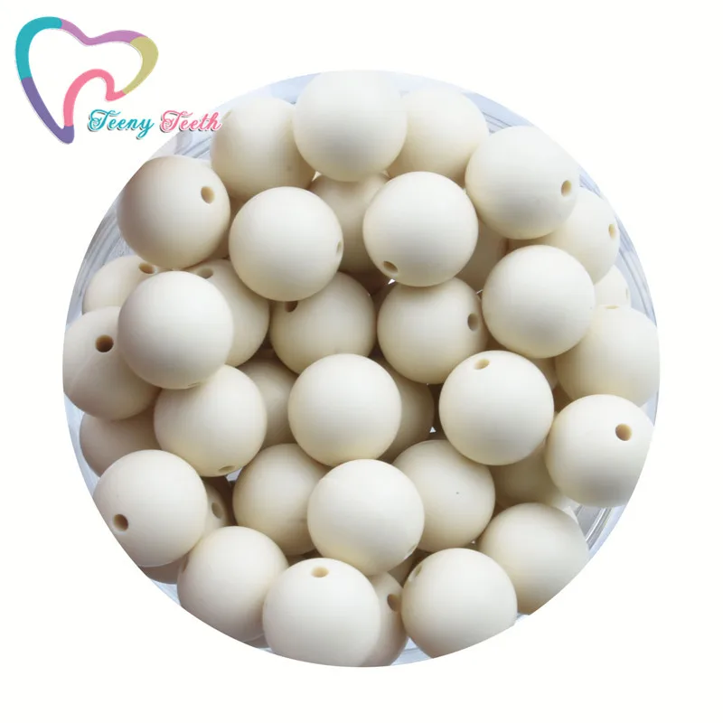 

Teeny Teeth 100PCS Navajo White 9-19 MM Silicone Round Beads Baby Teether BPA Free Necklace Making Chew Toy Baby Care Products