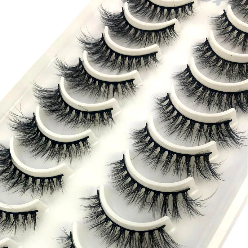 2022 New 10 Pairs 3D Faux Mink Lashes Fluffy Soft Wispy Volume Natural long False Eyelashes Reusable Eyelashs Makeup