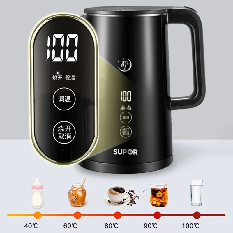 SUPOR Electric Kettle 1.5L Automatic Keep Warm Touch Operation Electric Kettle Bass Stainless Steel Home Kitchen Appliances