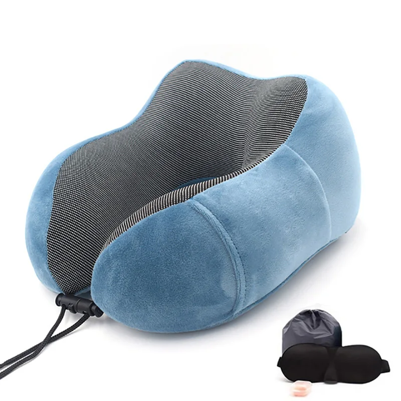 Memory Foam U-shaped Neck Pillow Soft Travel Pillow for Airplane Office Nap Cervical Pillows Flight Sleeping Head Neck Support