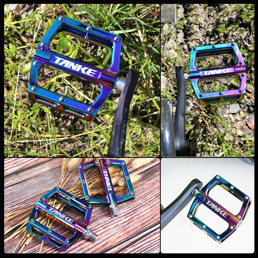 bicycle pedals TANKE TP-20 ultralight aluminum alloy colorful hollow anti-skid bearing mountain bike accessories MTB foot pedals