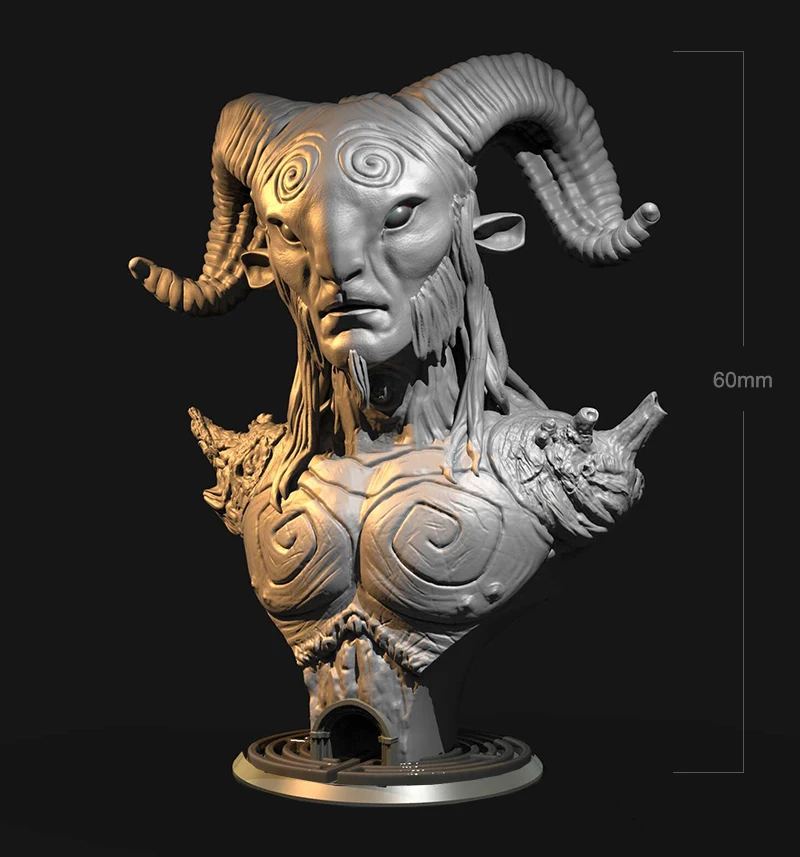 60mm 6cm Resin Model Kits Goat Man Bust Figurine Unpainted No Color RW-564