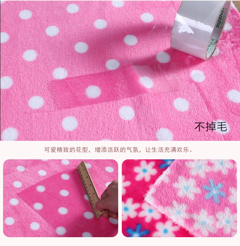 185cmx50cm Thickened Double-sided Printing Flannel Fabric DIY Clothing Blankets Pajamas Home Clothes Coral Fleece Plush Fabric