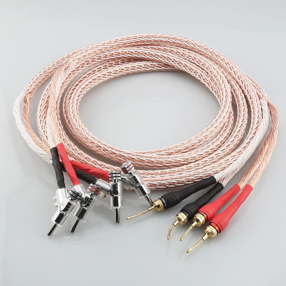 

High Quality HI-End 12TC Speaker Cable OCC Copper Audiophile Loudspeaker Cable With Braided Banana Plug