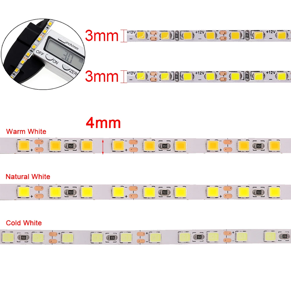 

3mm Narrow Width LED Strip Light 5M DC12V 2025 168Leds/m Rape 4mm 2835 120Leds Rope Light Flexible LED Ribbon Backlight Lamp