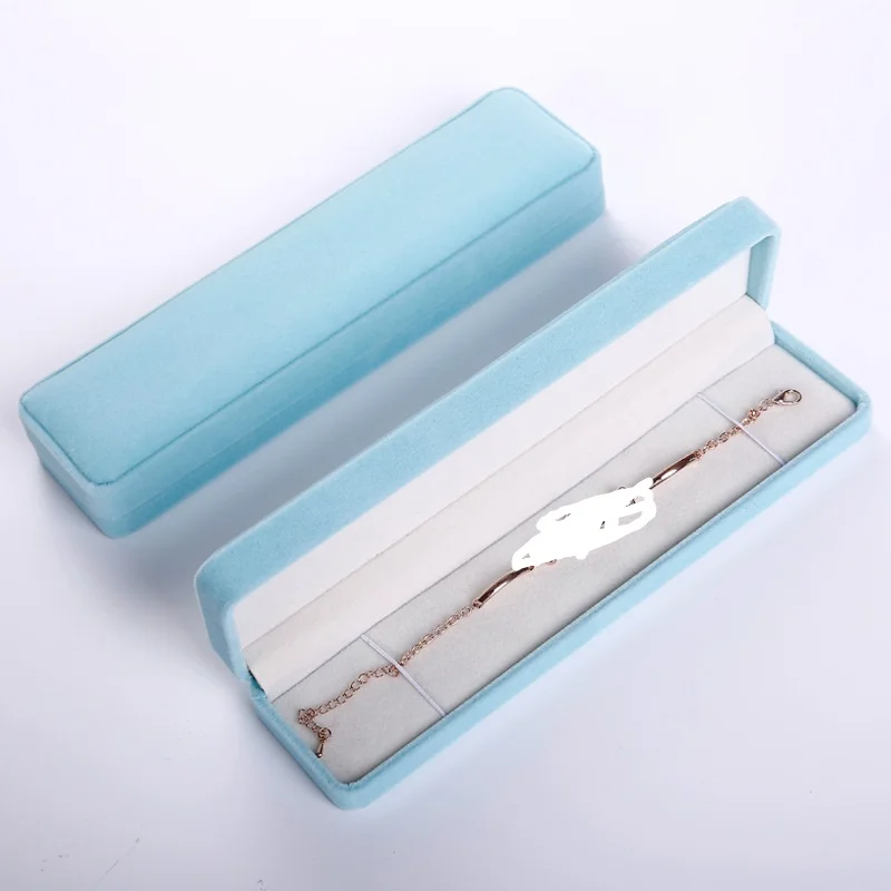 5Pcs Jewelry Packaging High Quality Velvet Box Craft Bag Pure Aquamarine Necklace Bracelet Gift Box Wedding Engagement Gift