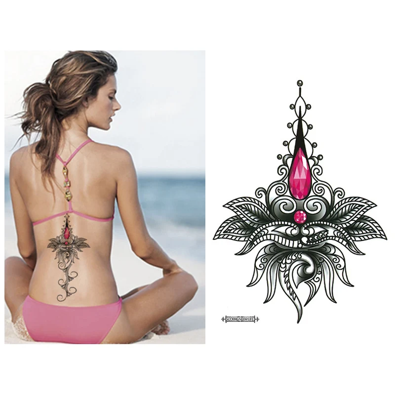 Tatouage Temporaire Sous les Seins pour Fille, Motif Loutus, Art Corporel, Taille Sexy, Attention Spirituel, 1 Pièce