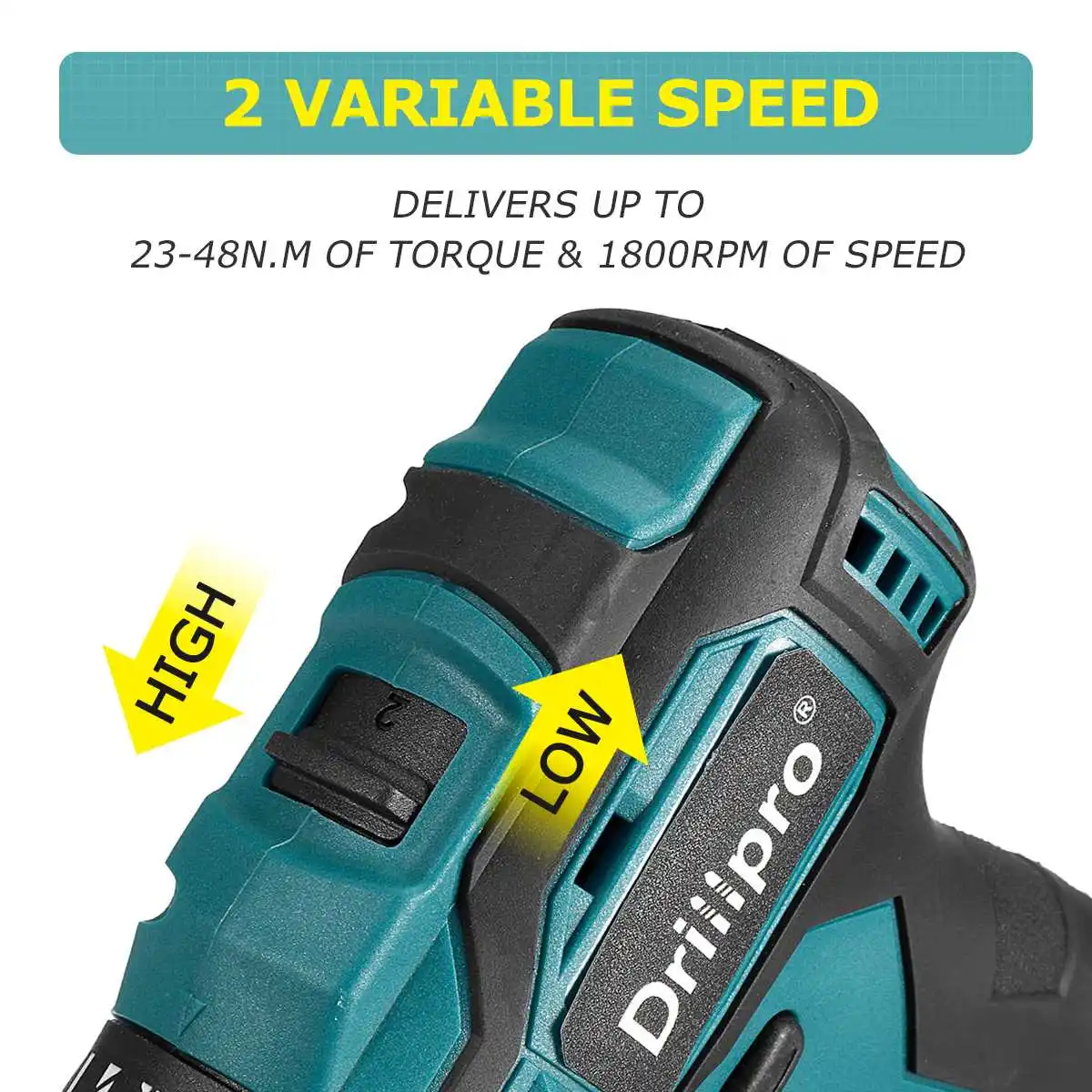 10mm 13mm Brushless Impact Drill High-Power Electric Drill Dual Speed 20+3 Torque Screwdriver Power Tool for Makita 18V Battery