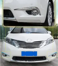 ABS Chrome 2pcs Front Fog Driving Light Eyebrow For Toyota Sienna 2011 2012 2013 2014 2015-2017 Lamps Strips Trims Accessories