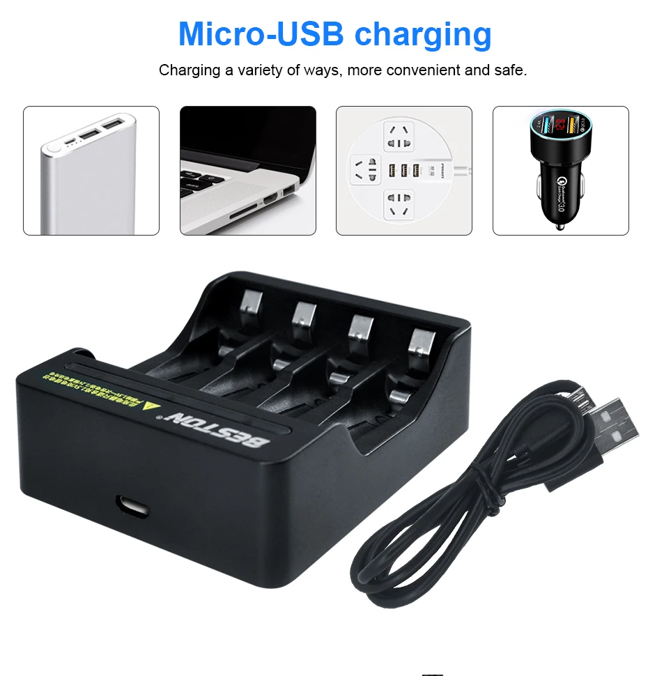 AJNWNM AA caricabatterie 1.5v AA/AAA batteria ricaricabile agli ioni di litio caricabatterie intelligente con indicatore LED