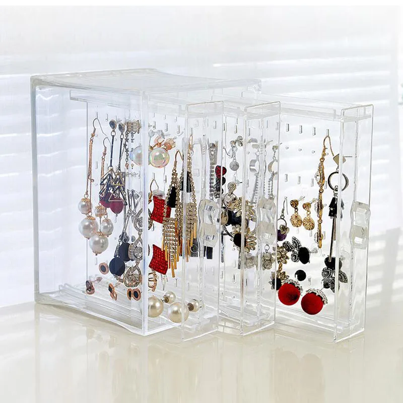 

Fashion Clear PS Material Makeup Organizer Jewelry Box Earrings Rack Earring Holder Jewelry Organizer Earring Showcase Stand