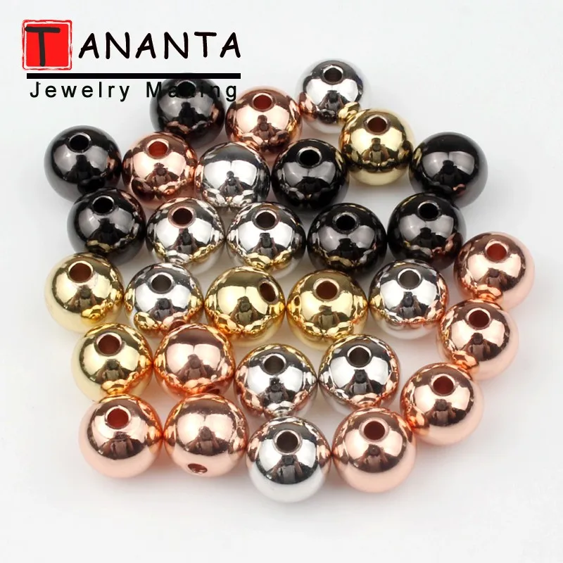 Round Ball Metal Beads Brass Copper Spacer Loose Beads For Jewelry Making Diy Charms Bracelet Necklace 3 4 5 6 8 mm Wholesale