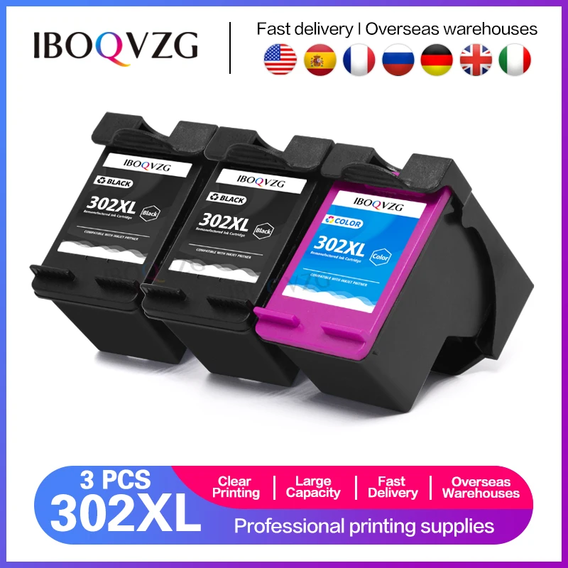 

IBOQVZG 302XL Cartridge for hp 302 XL for hp302 Ink Cartridge for hp Deskjet 1110 1111 1112 2130 OfficeJet 3830 3833 4652 4655