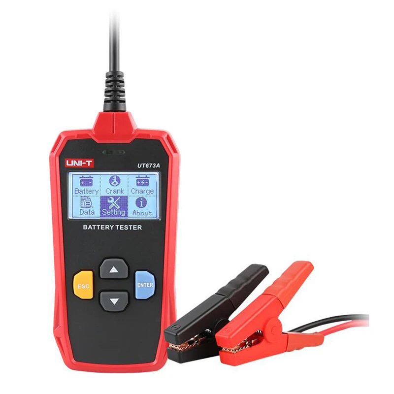 Probador de batería de coche UNI-T UT673A UT675A, Analizador de cargador, prueba de batería de voltaje de 12V y 24V, herramienta de escáner de carga