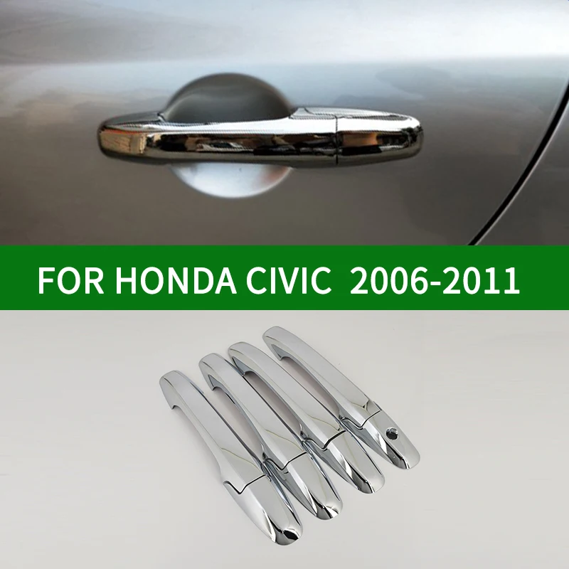 

Крышка ручки двери для Honda CIVIC 2006-2011 8-го поколения, хромированная, серебристая, ободок обшивки 2007 2008 2009 2010
