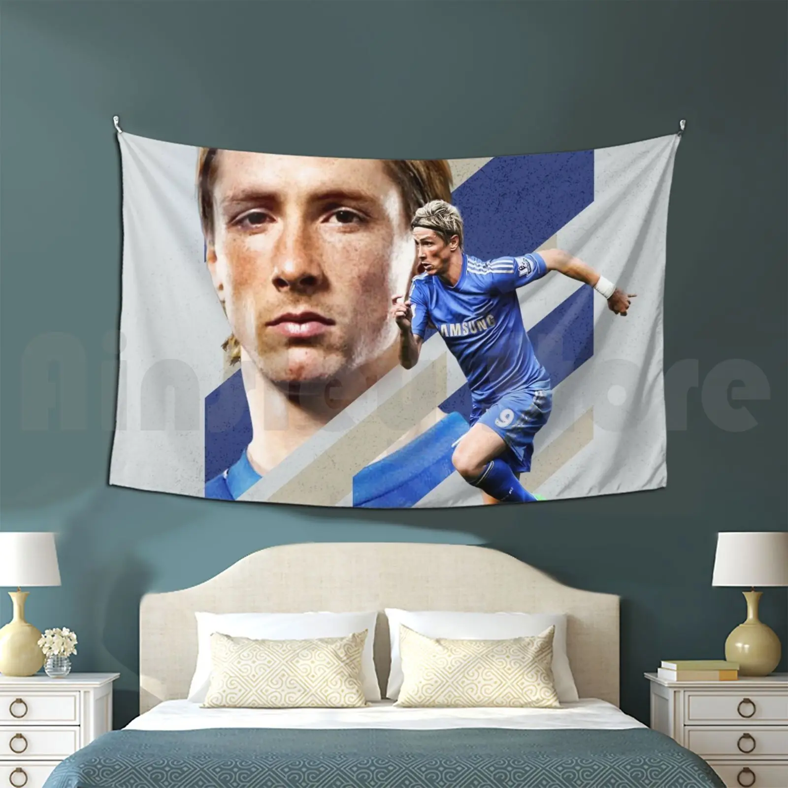 El Nino / Blues Vincente Tapestry Living Room Bedroom Fernando Torres Londra London Spain Star Football