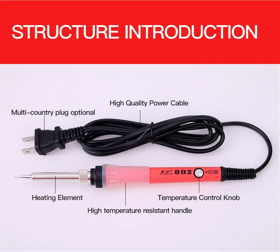 A-BF HS802 60W przenośna lutownica regulowana temperatura 110V 220V elektryczna lutownica Mini zestaw narzędzi do naprawy ołówkiem cieplnym