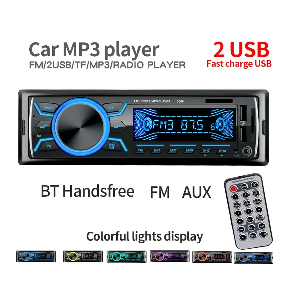 

Car Radio Stereo Player Bluetooth Phone AUX-IN MP3 FM/USB/1 Din/remote control 12V Car Audio Auto 2019 Sale New