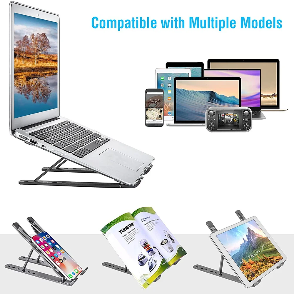 Portable Laptop Stand Plastic Foldable Notebook Holder for Macbook Pro Adjustable Cooling Base Laptop Bracket Phone Stand