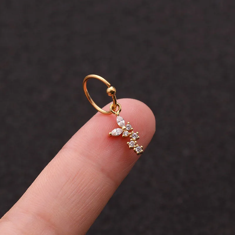 1 PCS Micro Pave CZ Mini Butterfly Star Charm Ear Cartilage Cuff Clip Earring Trendy Gold Color Steel Ear Piercing Circle Hoop