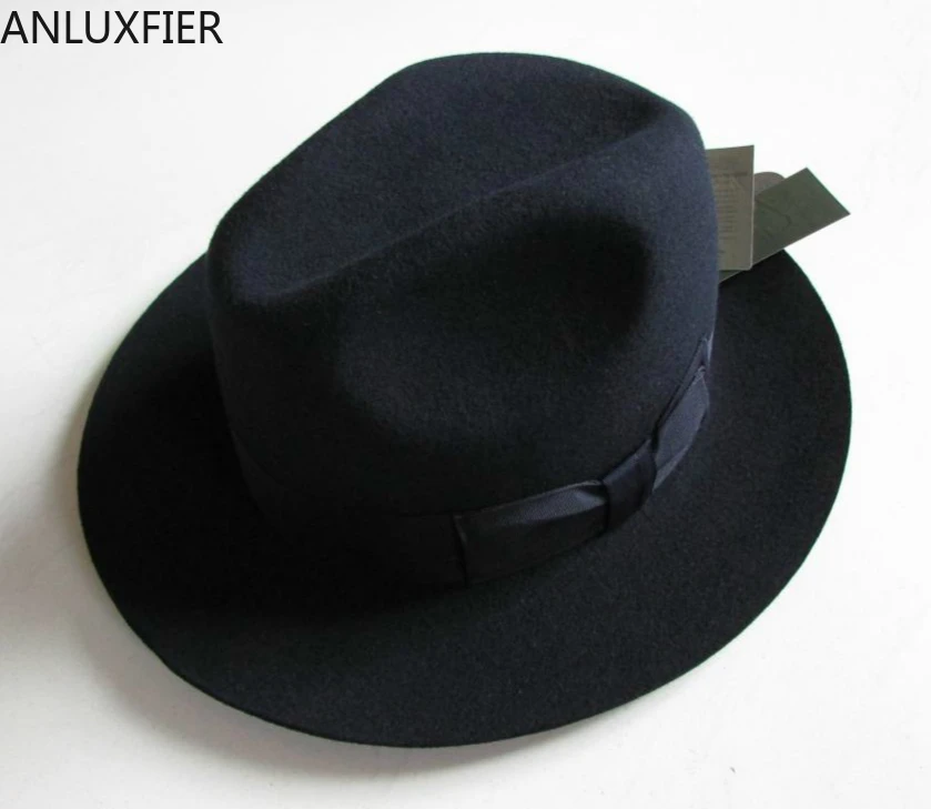 B-1540 Adult Fedora Wool Hat Australian Fedora Fashion Unisex Black Homburg Panama Jazz Hat Men Panama Fedora Black Hats