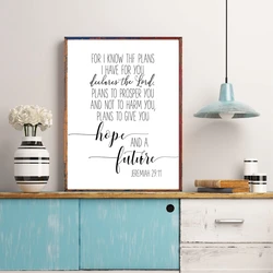 Bible Verse Art Jeremiah 29:11 Quote Canvas Painting Poster Print Home Decor Scripture Christian Wall Art Minimalist Pictures