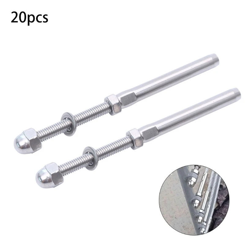 

20Pcs T-316 Stainless Steel Wire rope connector Cable Railing Column Marine Grade Deck Railing Hardware