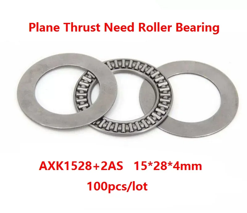 

100pcs/lot AXK1528+2AS 15×28×4mm Thrust Needle Roller Bearing Washers Plane Thrust Need Roller Bearing 15*28*4mm