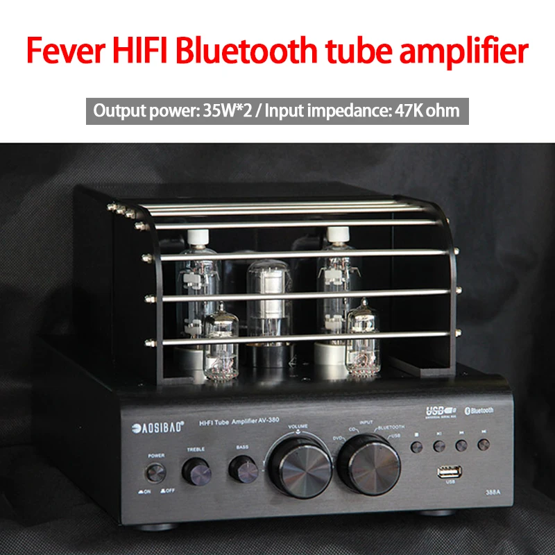 35W*2 220V Fever HIFI 5 Tube Tube Amplifier AV380 Bluetooth U Disk