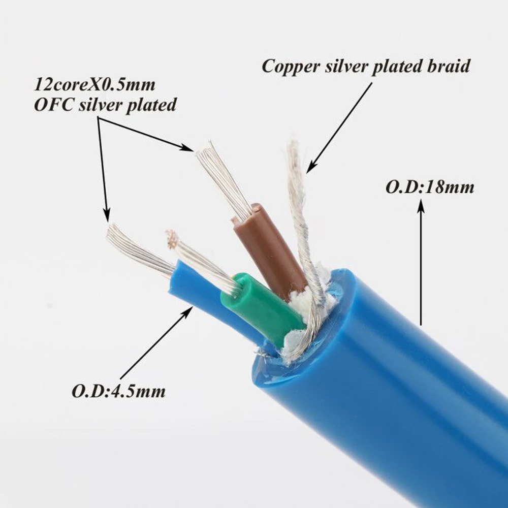 YTER SPX-28 OCC silver plated AC Schuko power cord EU Power line Splay tail plug US hifi amplifter power cable